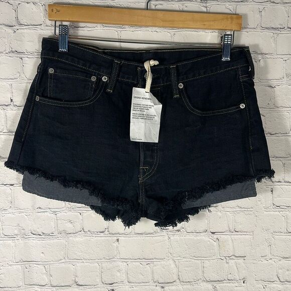 Levi’s Women’s Cut Off Jean Denim Shorts size 33 ButtonFly Dark Wash - Picture 1 of 9
